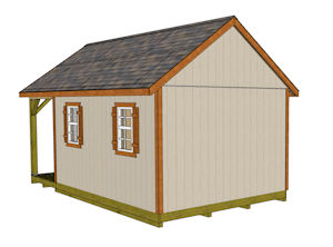 12x22 Gable Shed Plans with Front Porch