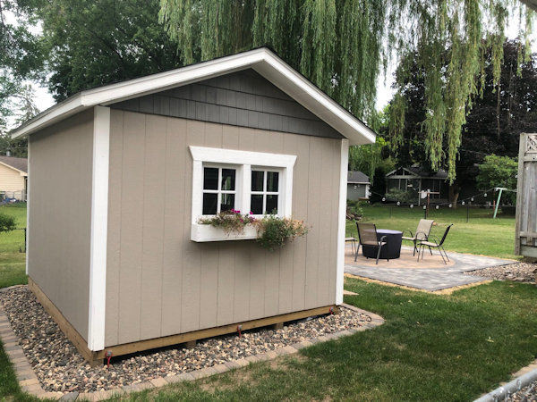 landscape around raised shed